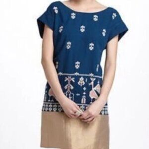 Floreat by Anthropologie Shift Dress, Cap Sleeves Aztec Pattern Size 12